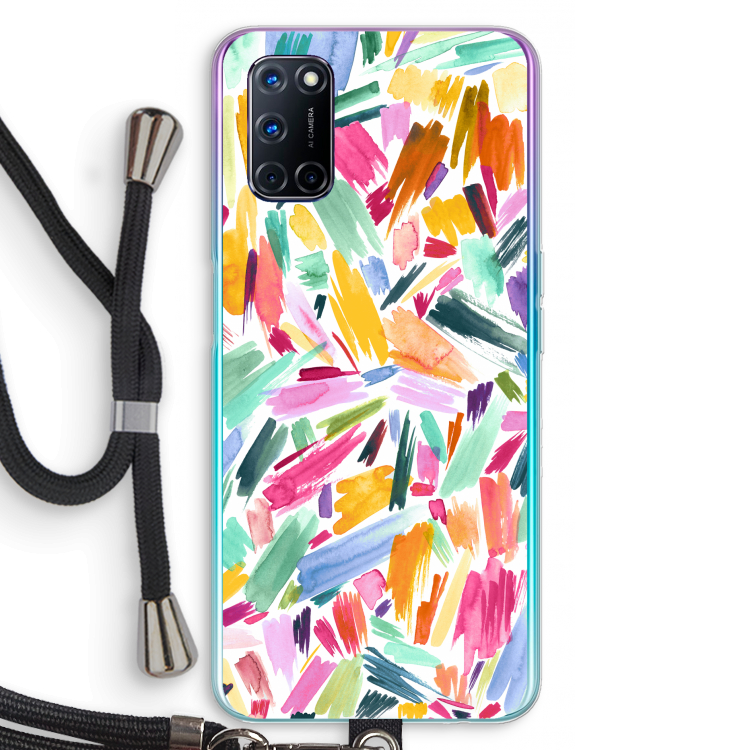 Watercolor Brushstrokes: Oppo A72 Transparant Hoesje met koord