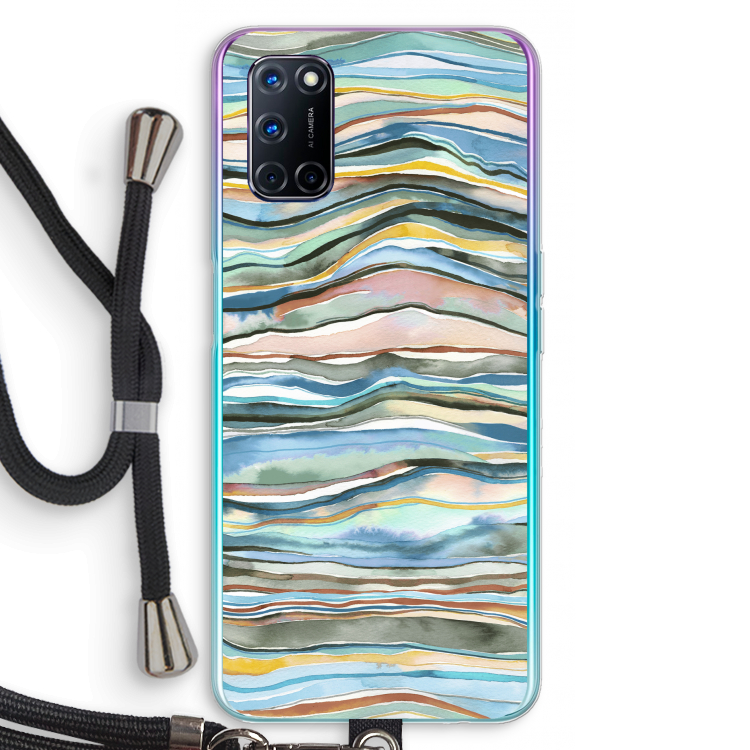 Watercolor Agate: Oppo A72 Transparant Hoesje met koord