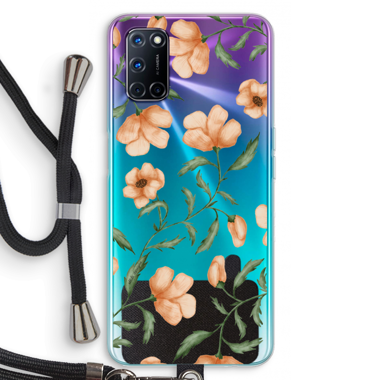 Peachy flowers: Oppo A72 Transparant Hoesje met koord
