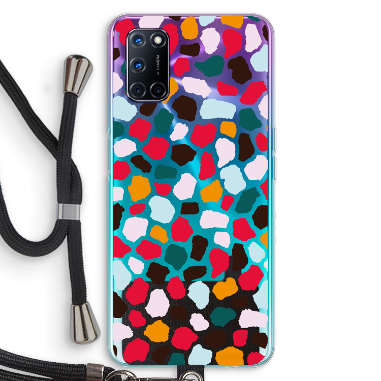 Colored Giraffe: Oppo A72 Transparant Hoesje met koord