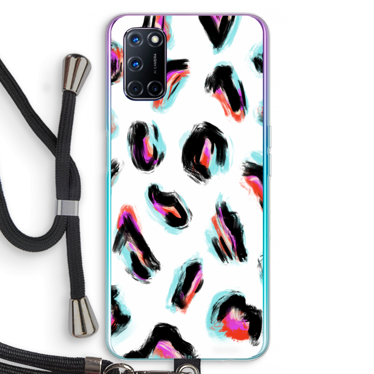 Cheetah color: Oppo A72 Transparant Hoesje met koord