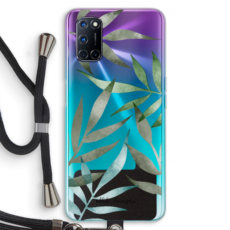 Tropical watercolor leaves: Oppo A72 Transparant Hoesje met koord