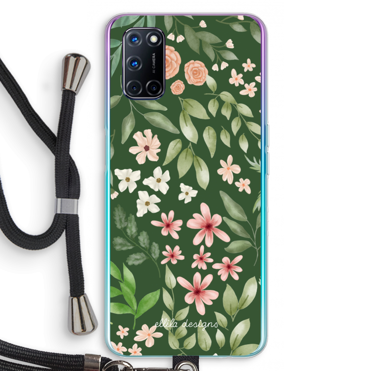Botanical green sweet flower heaven: Oppo A72 Transparant Hoesje met koord
