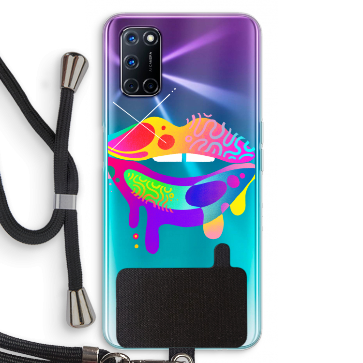 Lip Palette: Oppo A72 Transparant Hoesje met koord