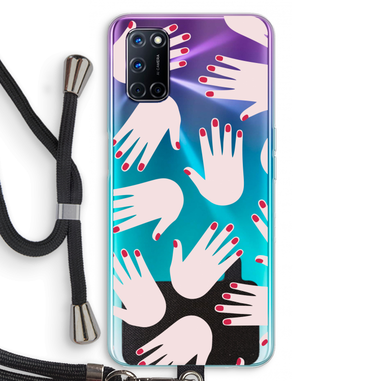 Hands pink: Oppo A72 Transparant Hoesje met koord