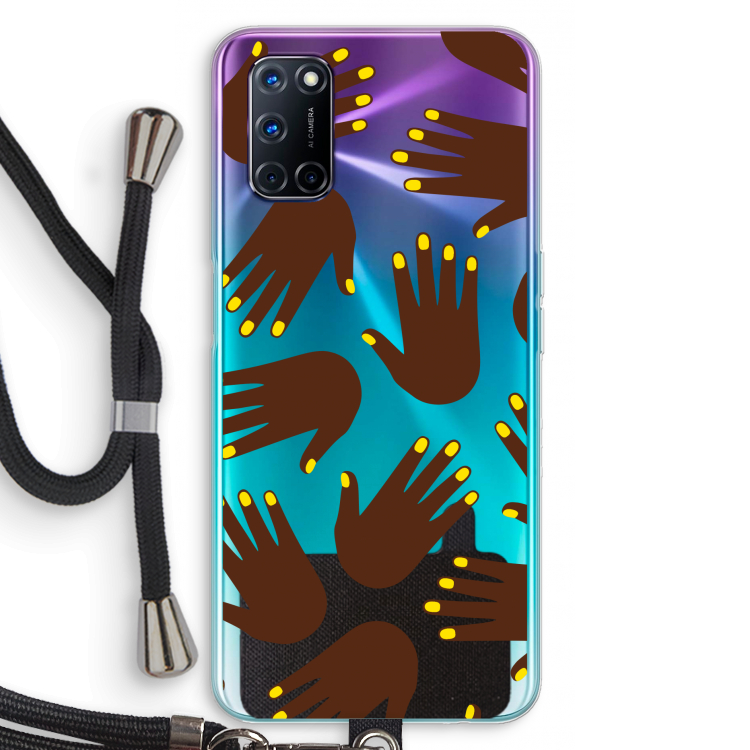 Hands dark: Oppo A72 Transparant Hoesje met koord