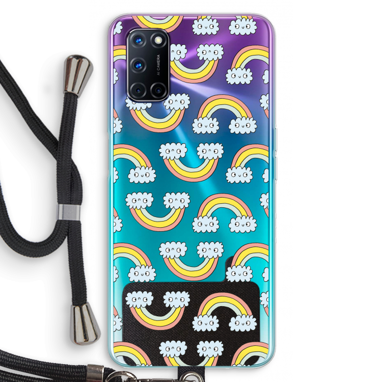Regenboog: Oppo A72 Transparant Hoesje met koord