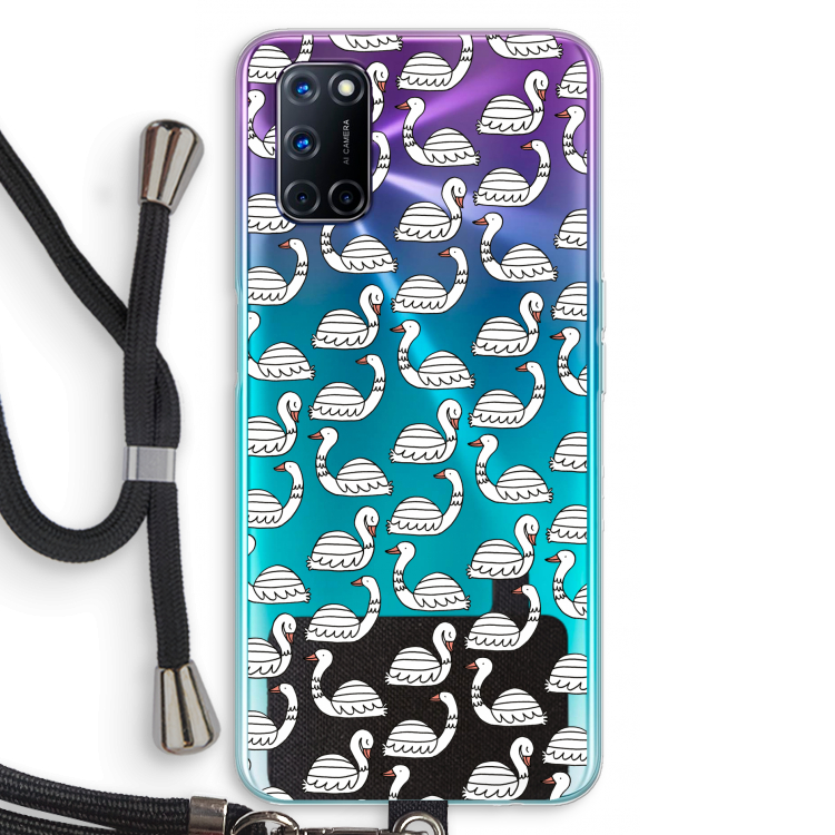 Zwanen: Oppo A72 Transparant Hoesje met koord