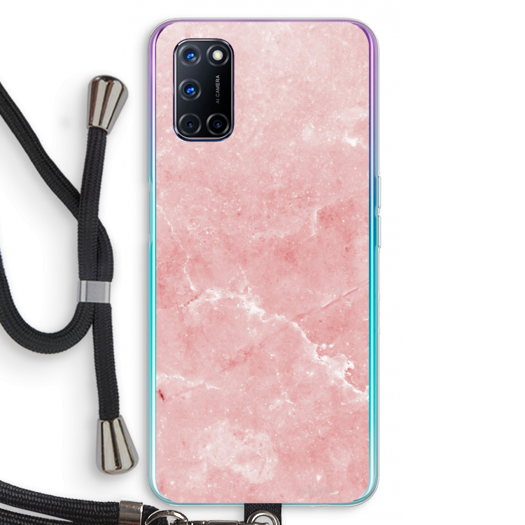 Roze marmer: Oppo A72 Transparant Hoesje met koord