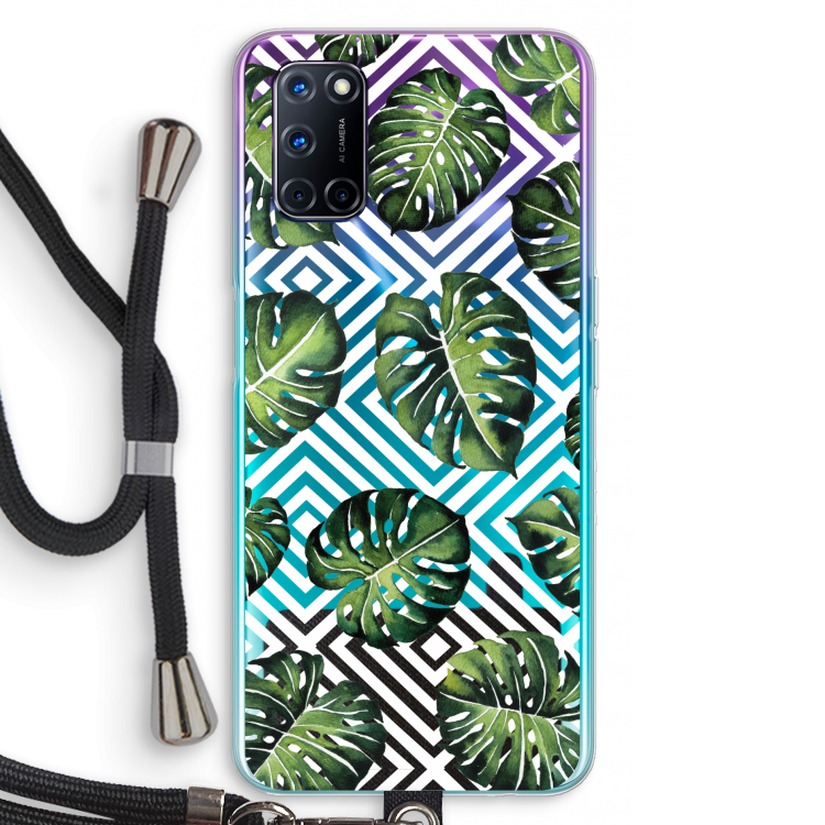 Geometrische jungle: Oppo A72 Transparant Hoesje met koord