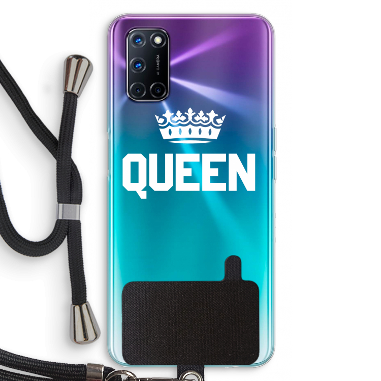 Queen zwart: Oppo A72 Transparant Hoesje met koord