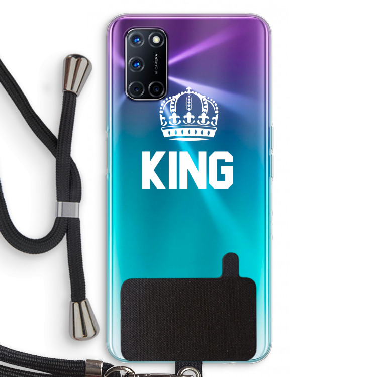 King zwart: Oppo A72 Transparant Hoesje met koord