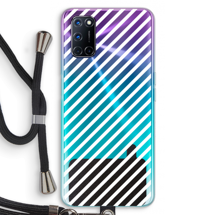 Strepen zwart-wit: Oppo A72 Transparant Hoesje met koord