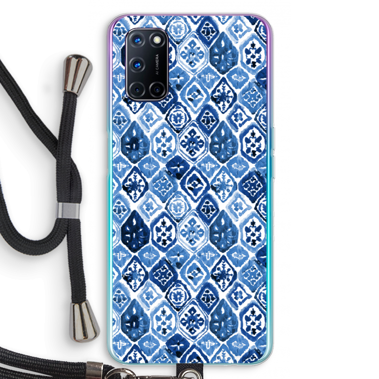 Blauw motief: Oppo A72 Transparant Hoesje met koord