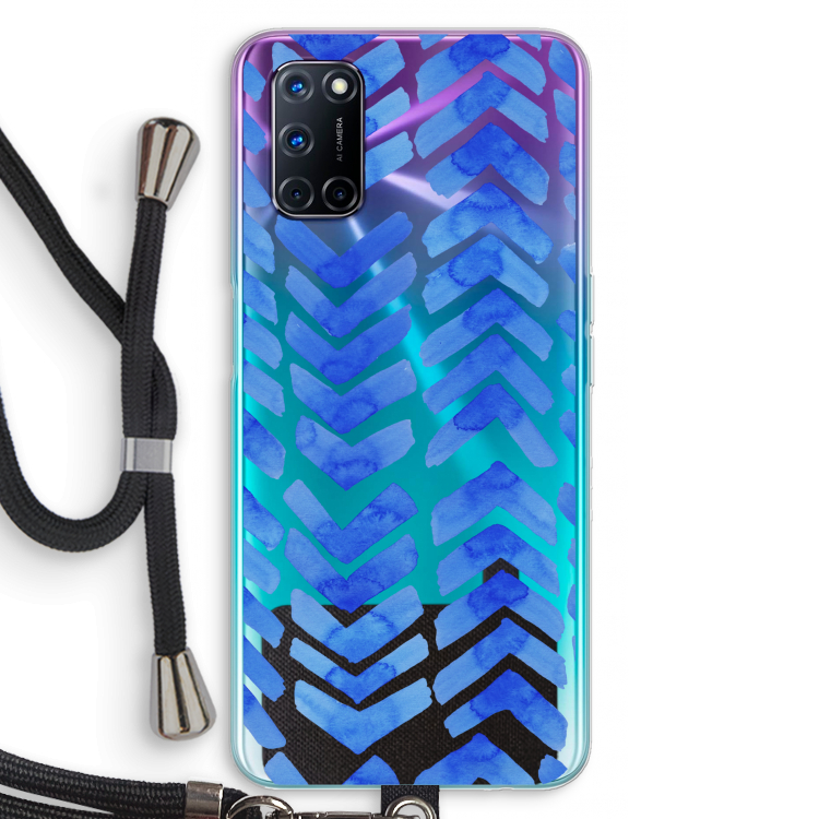 Blauwe pijlen: Oppo A72 Transparant Hoesje met koord