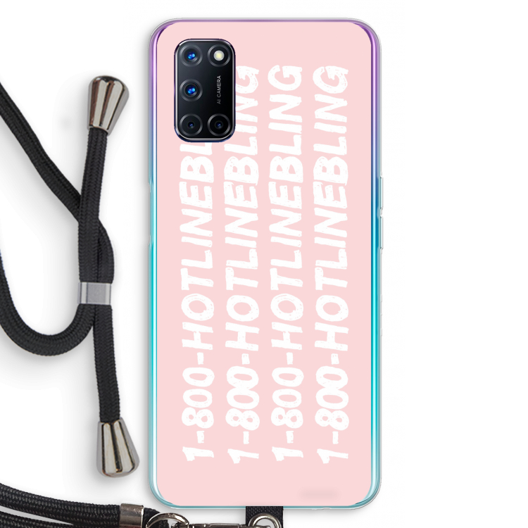 Hotline bling pink: Oppo A72 Transparant Hoesje met koord