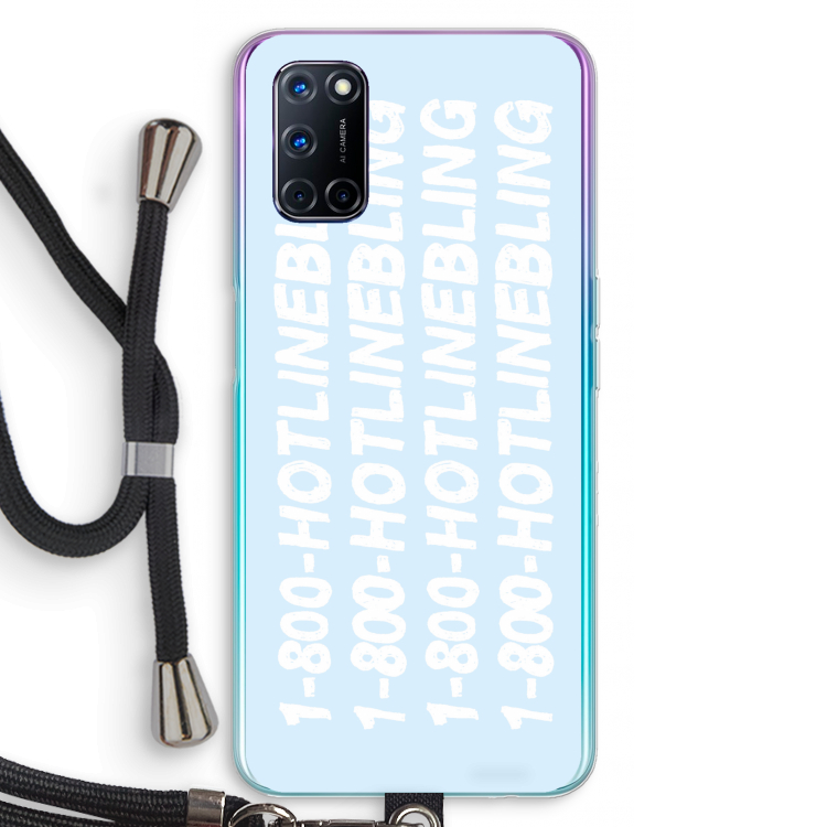 Hotline bling blue: Oppo A72 Transparant Hoesje met koord