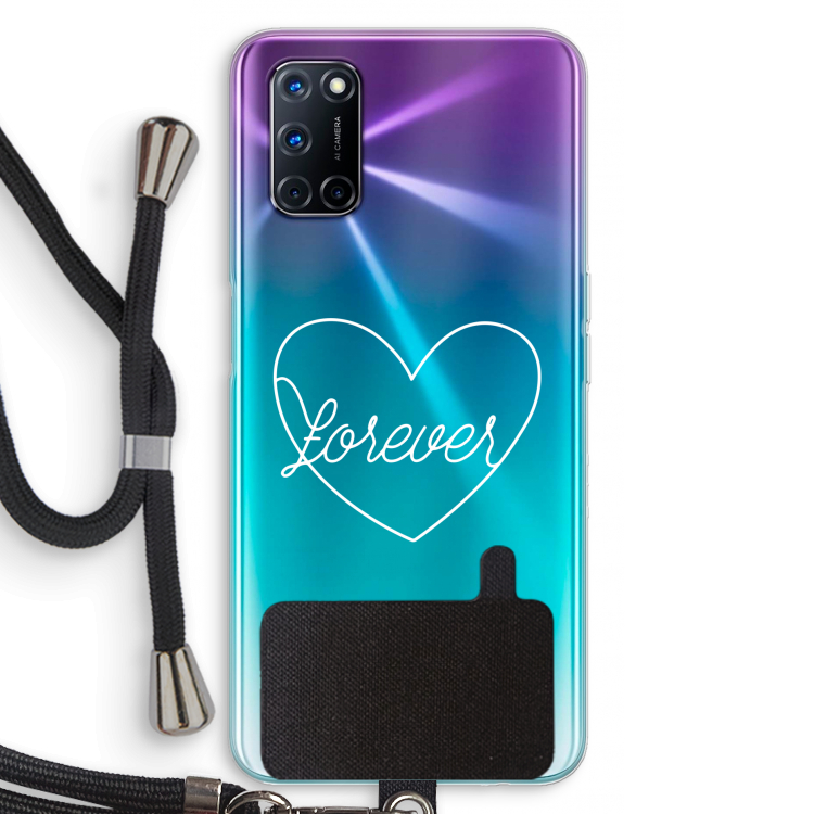 Forever heart pastel: Oppo A72 Transparant Hoesje met koord