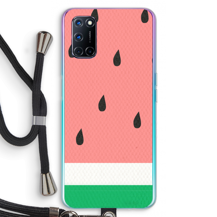 Watermeloen: Oppo A72 Transparant Hoesje met koord