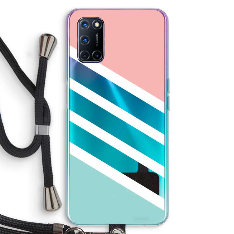 Strepen pastel: Oppo A72 Transparant Hoesje met koord