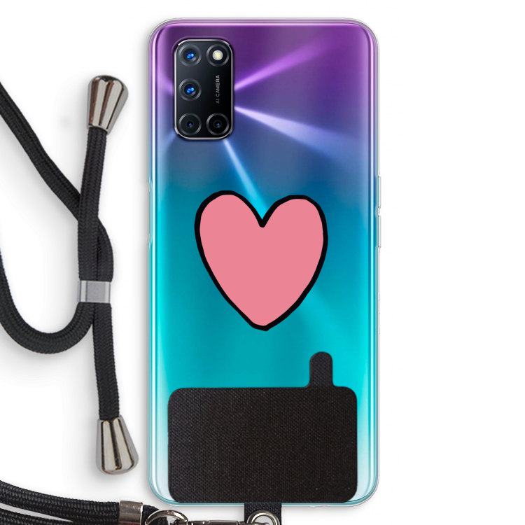 Hartje: Oppo A72 Transparant Hoesje met koord
