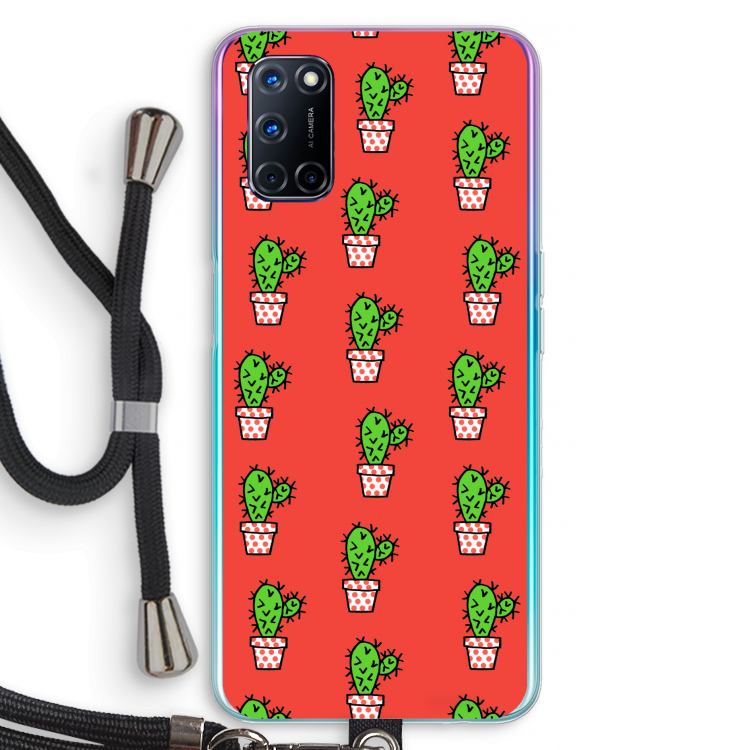 Mini cactus: Oppo A72 Transparant Hoesje met koord