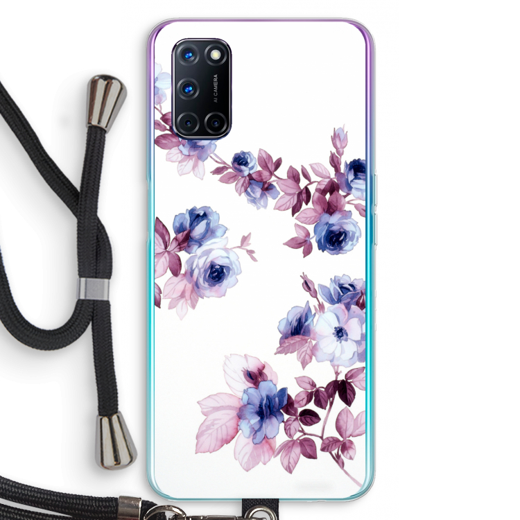 Waterverf bloemen: Oppo A72 Transparant Hoesje met koord