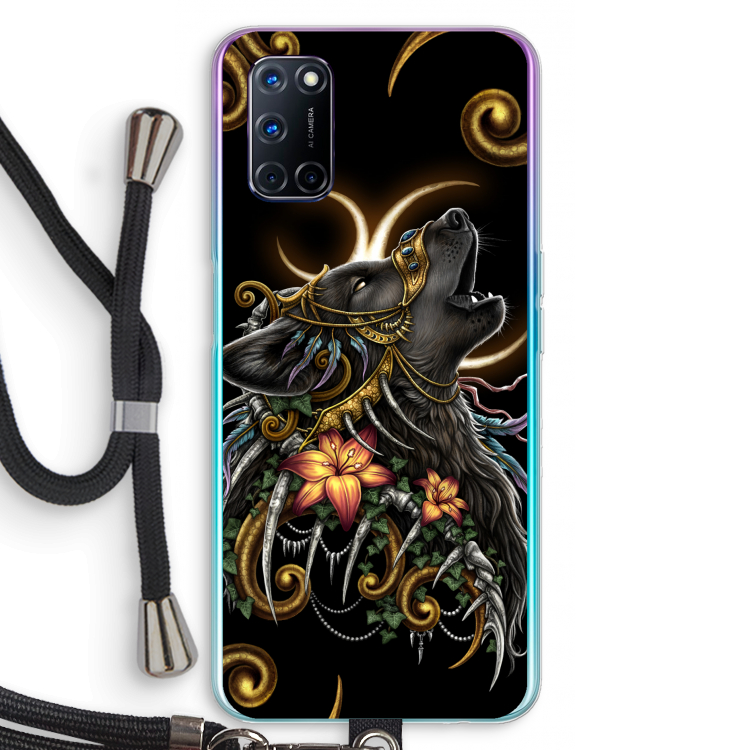 Huilende Wolf: Oppo A72 Transparant Hoesje met koord