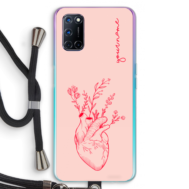 Blooming Heart: Oppo A72 Transparant Hoesje met koord