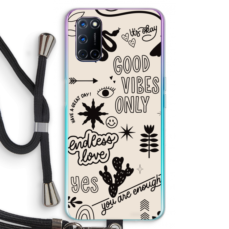 Good vibes: Oppo A72 Transparant Hoesje met koord