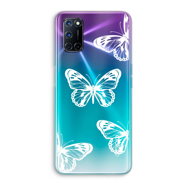 White butterfly: Oppo A92 Transparant Hoesje