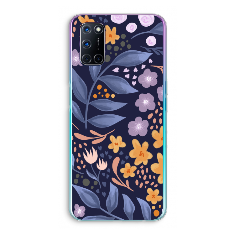 Flowers with blue leaves: Oppo A92 Transparant Hoesje