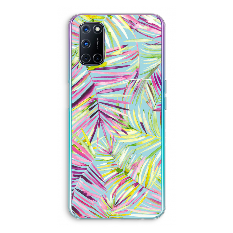 Tropical Palms Blue: Oppo A92 Transparant Hoesje