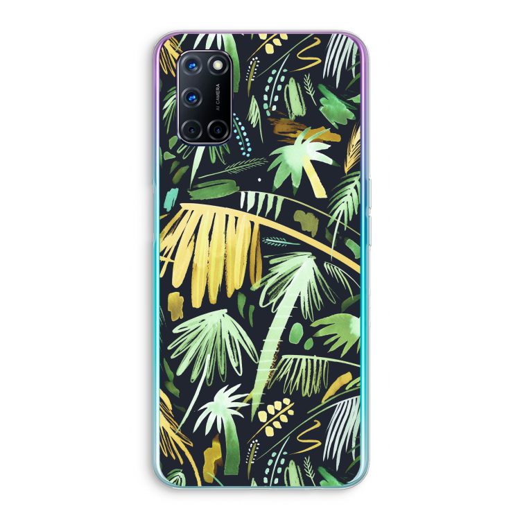 Tropical Palms Dark: Oppo A92 Transparant Hoesje