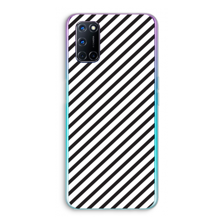 Strepen zwart-wit: Oppo A92 Transparant Hoesje