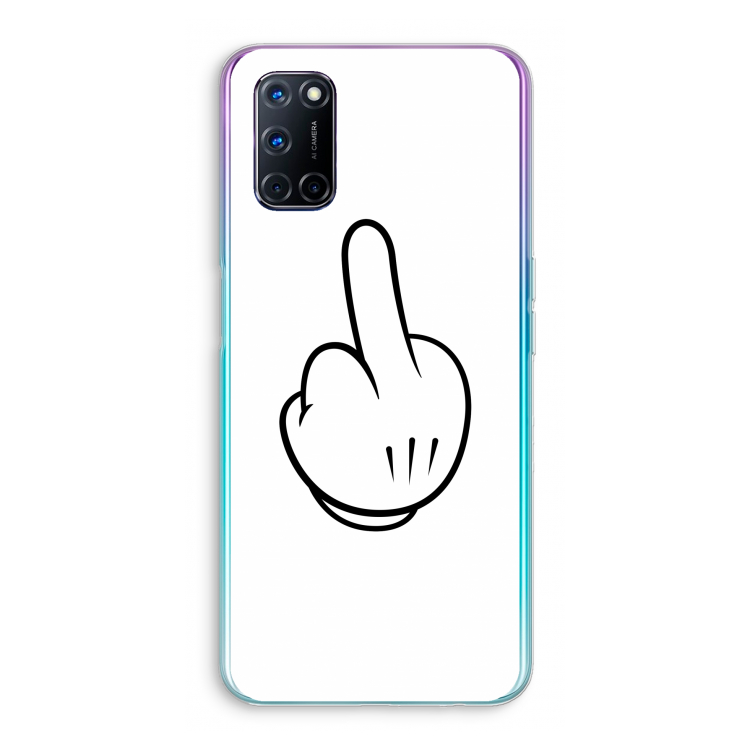 Middle finger white: Oppo A92 Transparant Hoesje