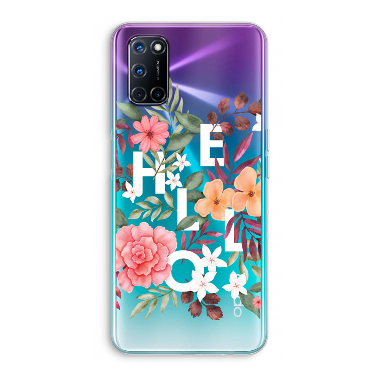 Hello in flowers: Oppo A92 Transparant Hoesje