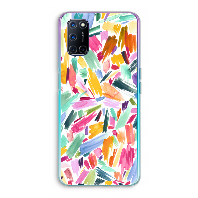 Watercolor Brushstrokes: Oppo A92 Transparant Hoesje