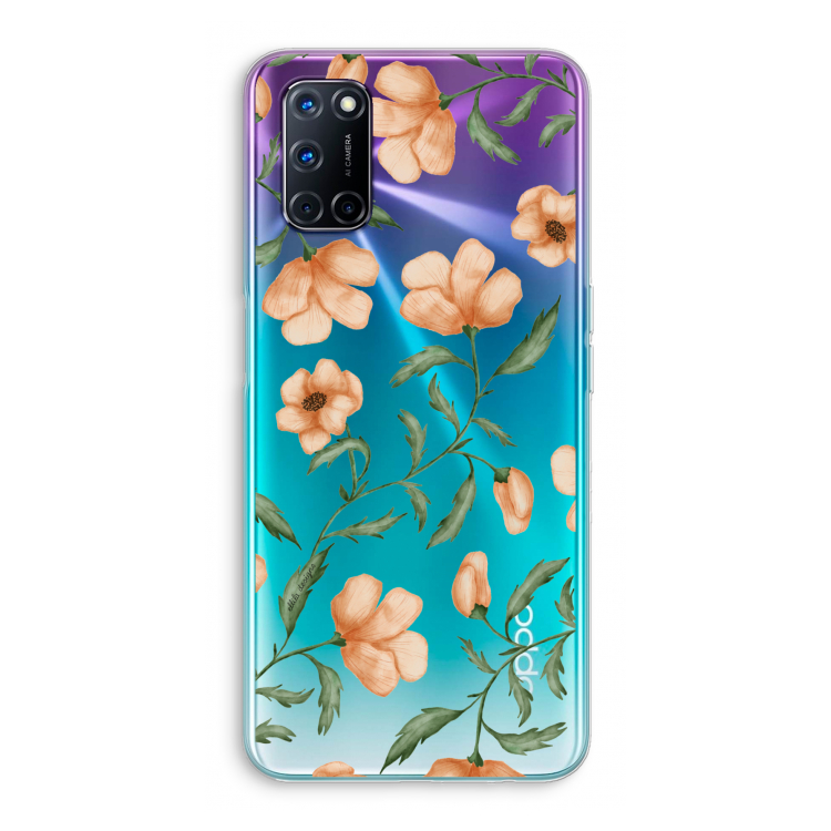 Peachy flowers: Oppo A92 Transparant Hoesje