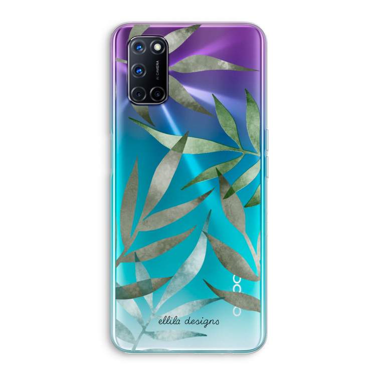 Tropical watercolor leaves: Oppo A92 Transparant Hoesje