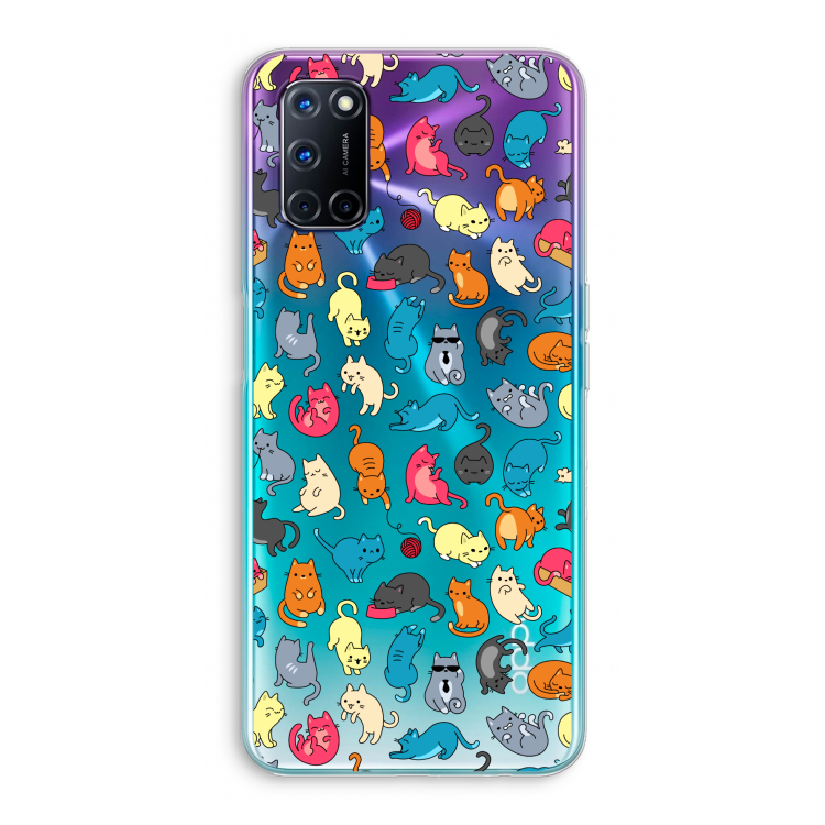 Kleurrijke katten: Oppo A92 Transparant Hoesje