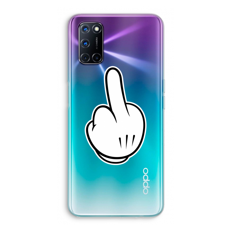 Middle finger black: Oppo A92 Transparant Hoesje