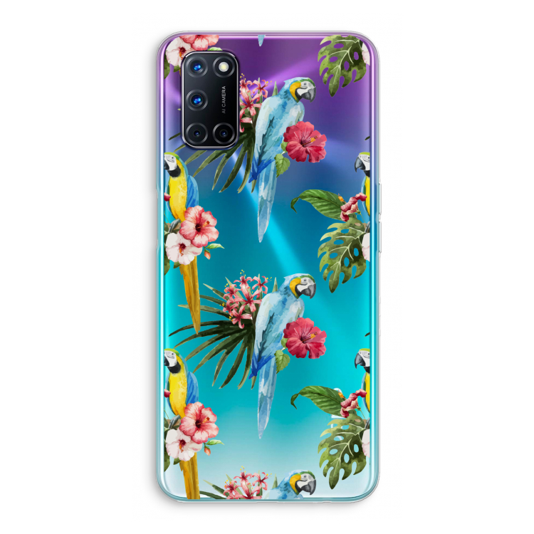 Kleurrijke papegaaien: Oppo A92 Transparant Hoesje
