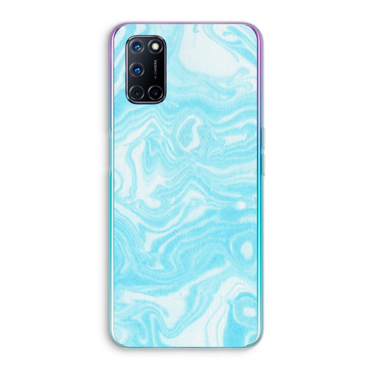 Waterverf blauw: Oppo A92 Transparant Hoesje
