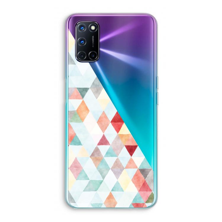 Gekleurde driehoekjes pastel: Oppo A92 Transparant Hoesje