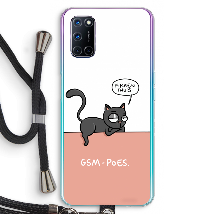 GSM poes: Oppo A92 Transparant Hoesje met koord