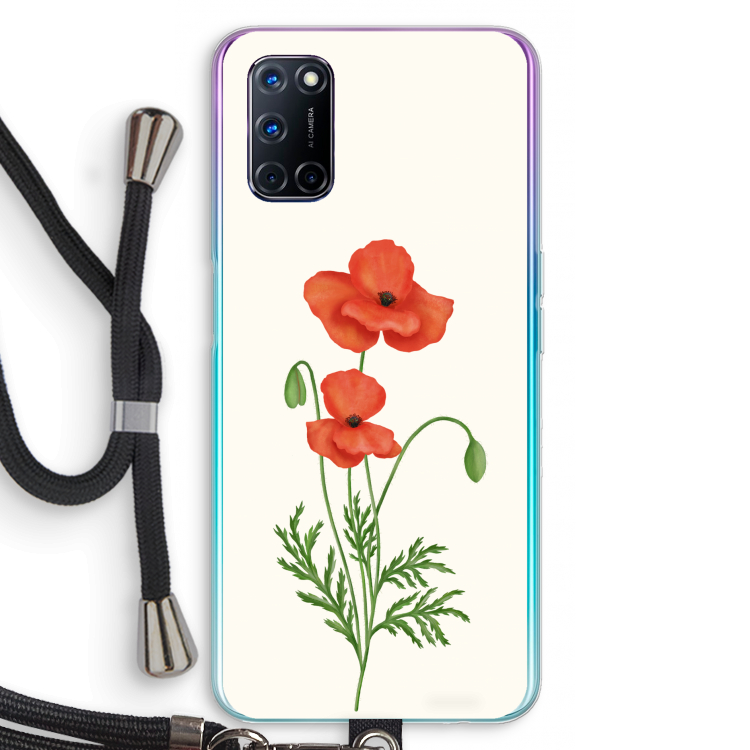 Red poppy: Oppo A92 Transparant Hoesje met koord