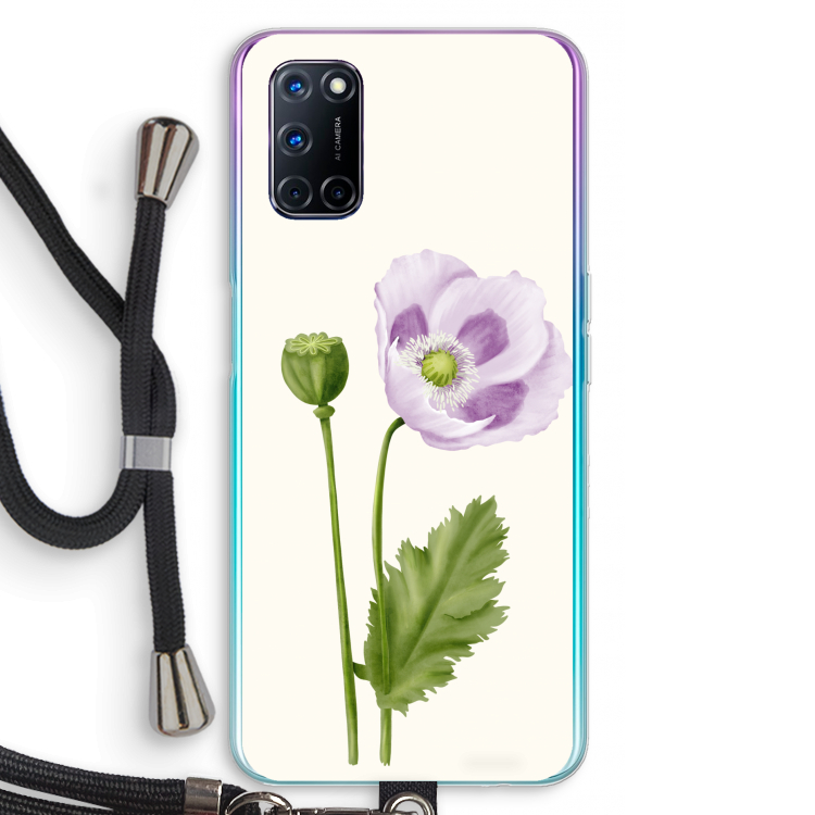 Purple poppy: Oppo A92 Transparant Hoesje met koord
