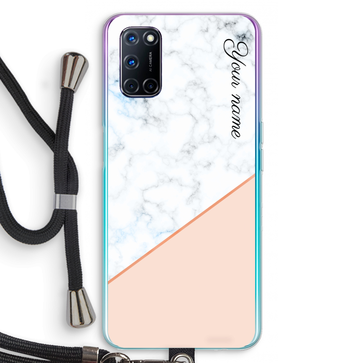 Marmer in stijl: Oppo A92 Transparant Hoesje met koord
