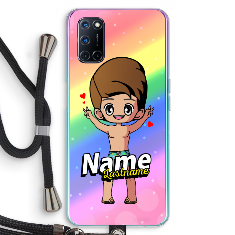 Chibi Maker man: Oppo A92 Transparant Hoesje met koord